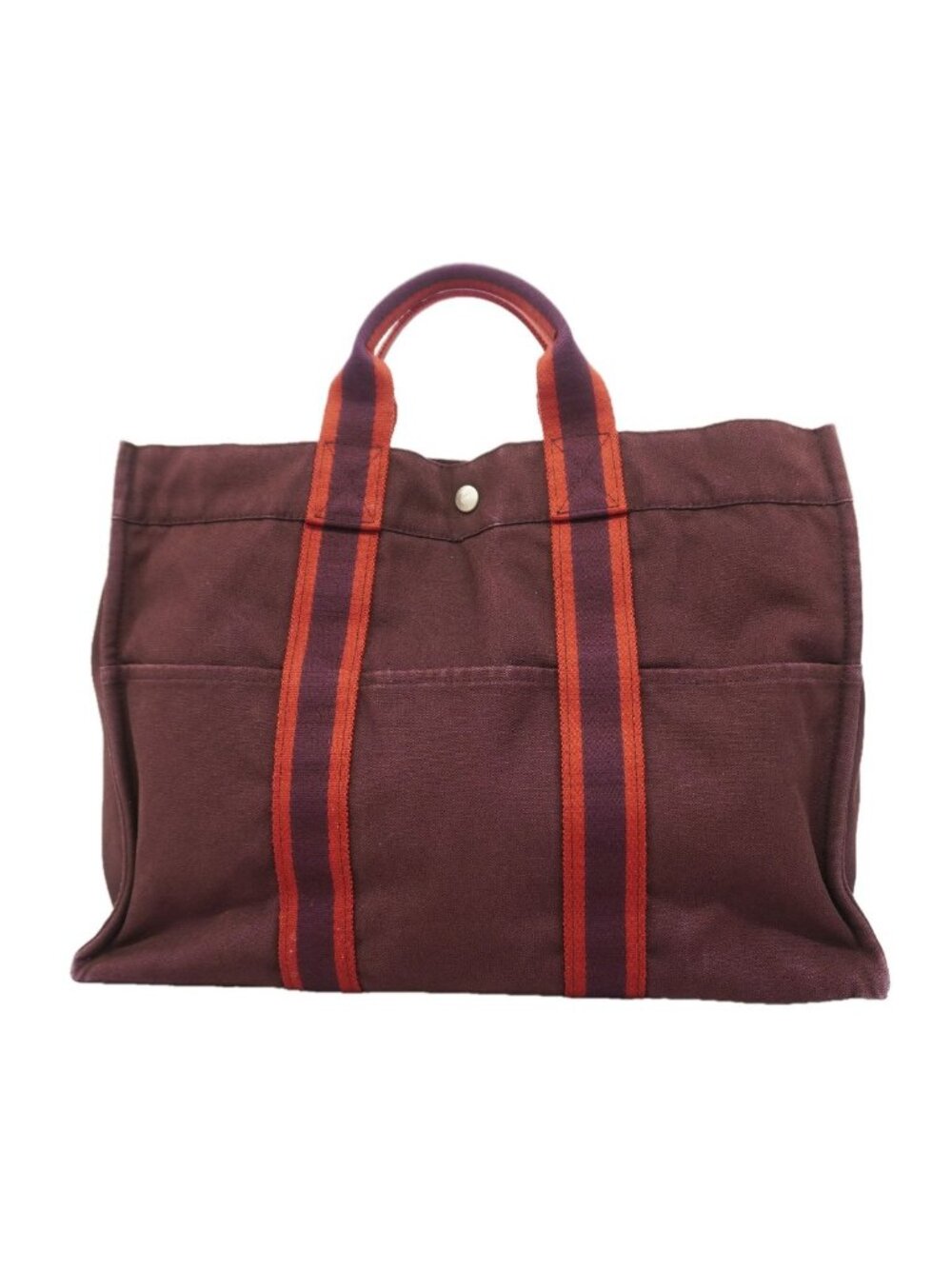 Hermes Tote Bag Fourre Tout MM Canvas Brown Silver